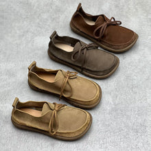 Load image into Gallery viewer, Women's Retro Leather Lace-Up Flats - Genuine Cowhide Casual Shoes