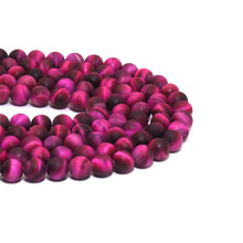 Load image into Gallery viewer, High Quality Fuchsia Tiger Eye Matt Round Smooth Beads, 8mm/10mm/12mm, Sku#UA302