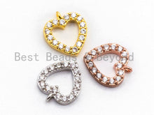 Load image into Gallery viewer, CZ Micro Pave Heart Pendant/Charm, Cubic Zirconia Pave Heart Shape Charm, Fashion Jewelry Findings, Gold/Silver/Rose Gold 9x10mm, sku#B73