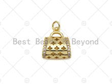 Load image into Gallery viewer, CZ Micro Pave 3D Shape Star Purse Handbag Pendant, Gold Purse Charm,  Gold Ladies handbag Charm,16x17mm, Sku#LK77