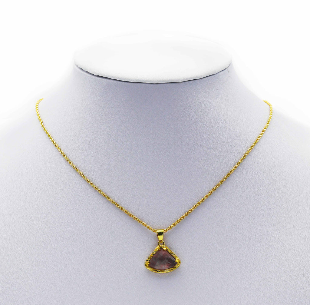 Gemstone Fan shape Charm, Sku#LY10