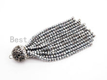 Load image into Gallery viewer, Crystal Beaded Tassel Pendants,Glass Crystal Beads,Pave CZ Rhinestone Cap, Tassel Necklace Enhancer, 3'' long, Sku#B82