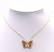 Load image into Gallery viewer, Gold CZ Enamel Butterfly Charm, 20x29mm, Sku#LK729