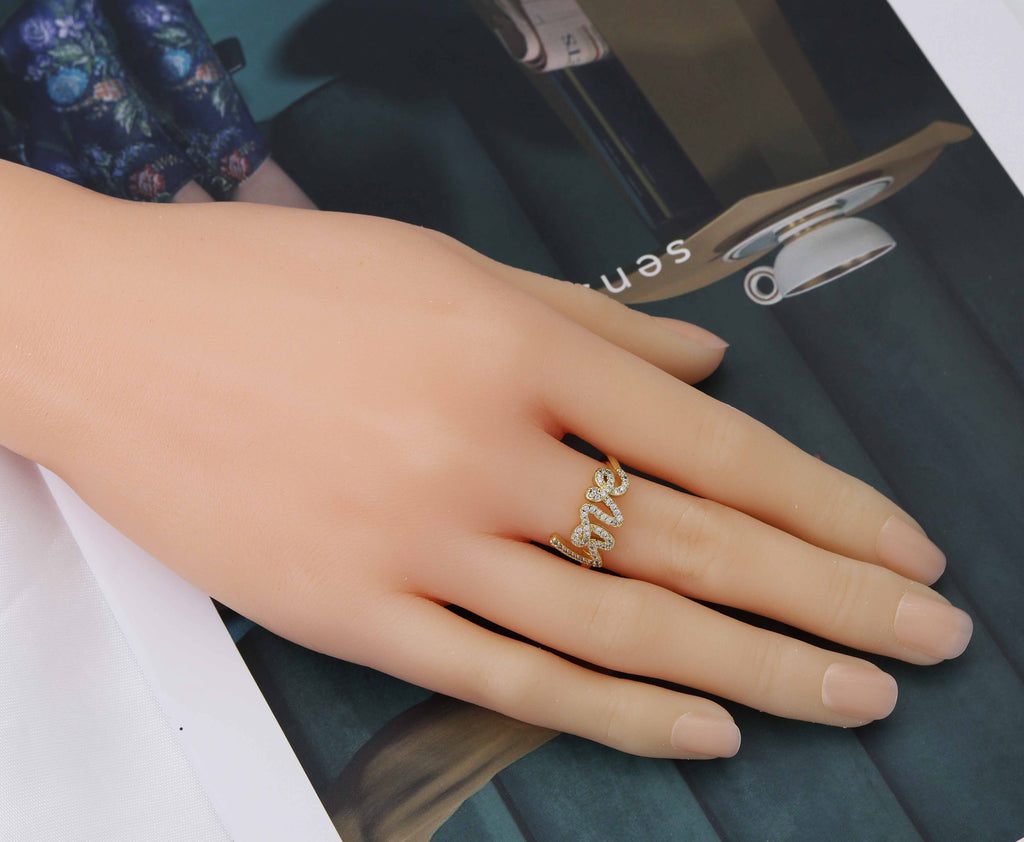 CZ Love Gold Adjustable Ring, Sku#X347