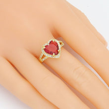 Load image into Gallery viewer, Big Fuchsia Pink Heart CZ Statement Adjustable Ring, Sku#A317