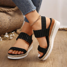 Load image into Gallery viewer, Women's Peep-Toe Wedge Sandals | PU Upper Open-Toe Platform Heels