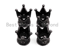 Load image into Gallery viewer, Black CZ Pave On Black Royal Crown Micro Pave Beads, Cubic Zirconia Crown Spacer Beads, Pave Beads, 10x7mm, sku#G319