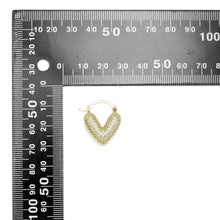 Load image into Gallery viewer, Puffy CZ V Shape Huggie  Earrings, Sku#LD555