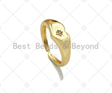 Load image into Gallery viewer, Gold Heart Star Signet Adjustable Ring, Sku#X185