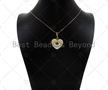 Load image into Gallery viewer, CZ Micro Pave 18k Gold Enamel Evil Eye On Heart Shape Pendan