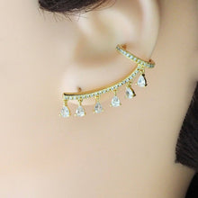 Load image into Gallery viewer, Gold Triangle Dangle Ear Climber, Sku#A115