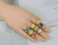 Load image into Gallery viewer, Enamel Peace Sign On Round Adjustable Ring, Sku#X325