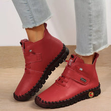 Load image into Gallery viewer, Women's Lace Up Platform Ankle Boots – Flat Platform PU Leather Booties