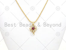 Load image into Gallery viewer, Big Fuchsia CZ Micro Pave Sunflower Shape Pendant, 18K Gold Filled Flower Charm, Big CZ Pave Pendant,17x24mm, Sku#LK373