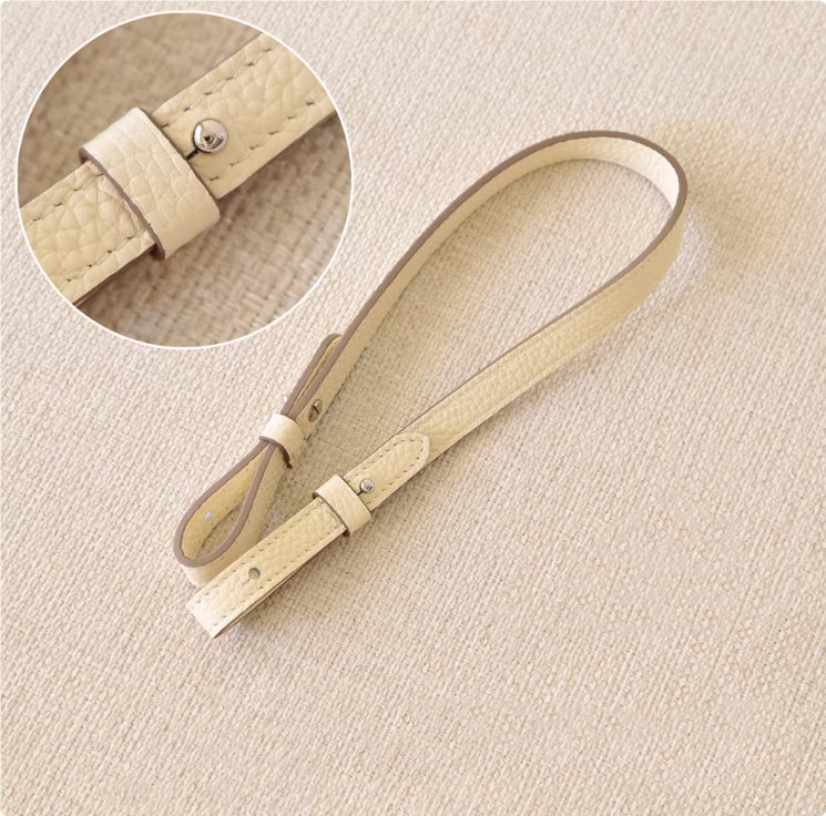 Genuine Leather Bag Strap Replacement – Adjustable Spaghetti Shoulder Strap with Gold & Silver Stud Detail