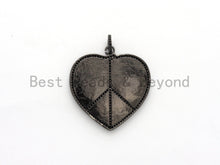 Load image into Gallery viewer, 40mm Large Enamel Colorful Peace Heart Shape Pendant,CZ Micro Pave Oil Drop pendant, Enamel pendant, Black/White Enamel, sku#F580