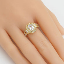 Load image into Gallery viewer, Rectangle CZ Gold Silver Diamond Ring, Sku#A141