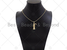 Load image into Gallery viewer, CZ Micro Pave Imperial Bodyguard  Shape Pendant/Charm, 18K Dainty Gold Charm, Necklace Bracelet Charm Pendant,16x33mm, Sku#LD29