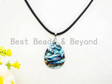 Load image into Gallery viewer, Paua Abalone pendant, Focal Abalone Pendant Silver Finish, Teardrop/oval/Round/Diamond Shape Focal Abalone Charm, sku#R41