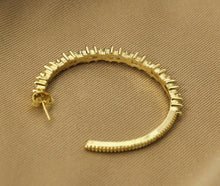 Load image into Gallery viewer, Triangle CZ Gold Huggie Hoop Earrings, Sku#LD229