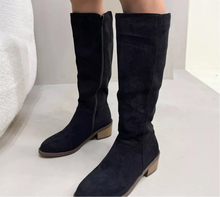 Load image into Gallery viewer, Women's Suede Knee-High Boots | Side Zipper Mid-Heel | Knee High Boots for Women