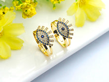 Load image into Gallery viewer, CZ Evil Eye With Long Eyelash Adjustable Ring, SKu#X14