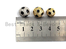 Load image into Gallery viewer, 10mm/12mm CZ Micro Pave Round Soccer ball Spacer Beads, CZ Pave ball beads,Gold/Silver Color, Men's Jewelry Findings, sku#N52