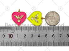 Load image into Gallery viewer, Gold Eagle On Colorful Enamel Heart Shape Pendant,18K gold Filled Heart Shape charm,Enamel Pendant,Enamel Jewelry,23x22mm,sku#L586