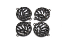 Load image into Gallery viewer, Black CZ flower Connector charm, sku#A92