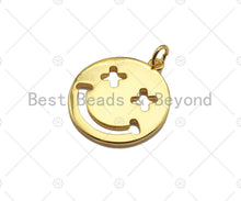 Load image into Gallery viewer, 18K Hollow Out Smiley Face Pendant/Charm,Gold Silver Medallion Charm, Necklace Bracelet Charm Pendant,19x22mm, Sku#LK248