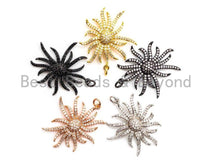 Load image into Gallery viewer, CZ Micro Pave Sunburst Pendant/Charm, Cubic Zirconia Pave Pendant, 30x32mm,sku#F352