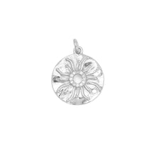 Load image into Gallery viewer, CZ Silver Round Flower Charm Pendant, Sku#L734