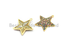 Load image into Gallery viewer, Multi-Color CZ Micro Pave Five Star Pendant, Star Shaped Pave Pendant, Gold plated, 23x24mm, Sku#B108