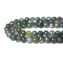 Load image into Gallery viewer, Genuine Moss Agate Round Faceted Beads, Sku#U1749
