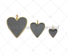 Load image into Gallery viewer, Gray Enamel Heart Pendant with Gold Finish, Enamel Heart, Gray Enamel Heart, 14x20/24x29/33x38mm, sku#FH171