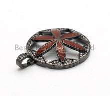 Load image into Gallery viewer, NEW DESIGN CZ Micro Pave Enamel Flower Pendant, Oil Drop Flower Pendant, Flower Enamel Pendant, Women Jewelry, 33x36mm,sku#F564