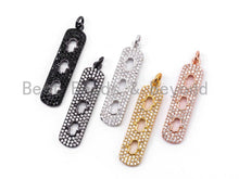 Load image into Gallery viewer, CZ Micro Pave Rectangle Pendant/Charm with 3 little Hollow Hamsa Hand, Cubic Zirconia Pave Bar Pendant, 8x34mm, sku#F203