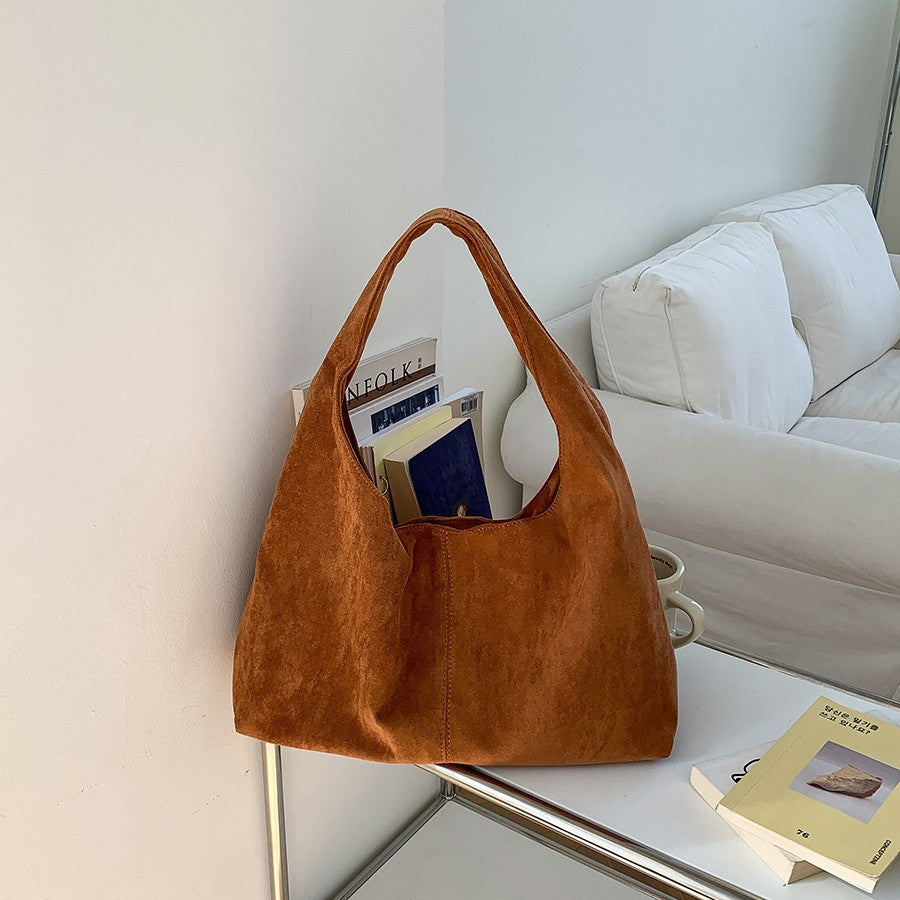 Women's Retro Suede Velvet Dumpling Shoulder Bag | Patchwork Crossbody Handbag