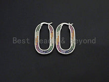 Load image into Gallery viewer, Colorful CZ Huggies Oval Shape Loop Earrings,  Sku#J248