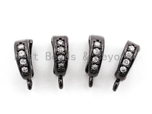 Load image into Gallery viewer, Black CZ Pave On Black Micro Pave Enhancer Bail with Latch-Back Closure, Pave Clasp, Pave Pendant Enhancer, 3x11mm,sku#H117