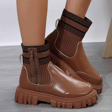 Load image into Gallery viewer, Women's Knitted Mid-Calf Boots | Side Zipper | Non-Slip Rubber Sole | Beige Black Brown