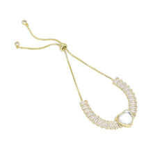 Load image into Gallery viewer, Baguette CZ Heart Sliding Adjustable Bracelet, Sku#A385