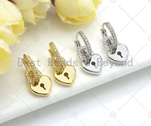 Load image into Gallery viewer, CZ Heart Huggie Earrings, Sku#O26