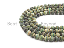 Load image into Gallery viewer, Green Matt Agate with One Line Round Smooth Beads, Sku#U929