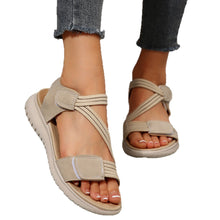 Load image into Gallery viewer, Women's Platform Beach Sandals – Velcro Closure, Rubber Sole | Black, Off-White, Navy Blue