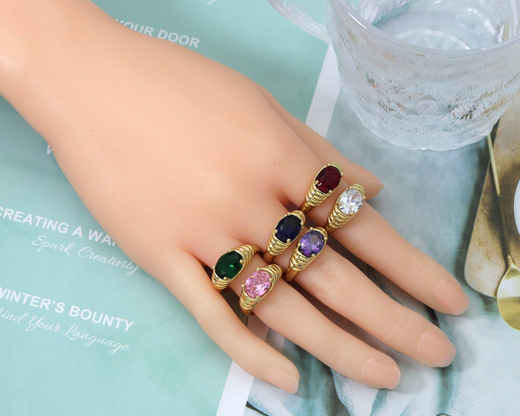 Oval CZ Chunky Adjustable Ring, Sku#X299