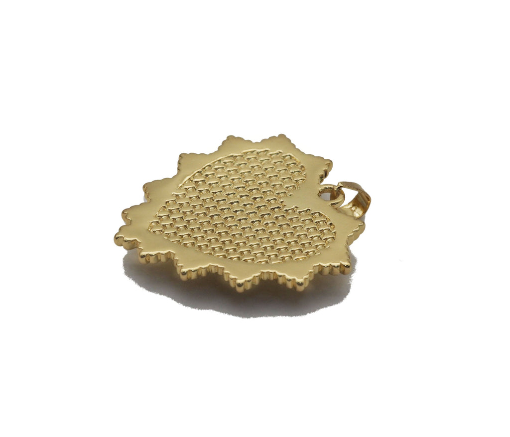Gold Opal Stone Heart Charm, Sku#LX138