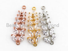 Load image into Gallery viewer, CZ Micro Pave Long Floral Shaped Connector for Bracelet/Necklace, Micro paved Wedding jewelry Findings, Bridal Jewelry  11x33mm,sku#A65