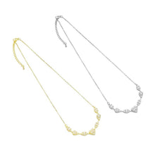 Load image into Gallery viewer, Gold Chain Baguette CZ Heart Connector Pendant Necklace, Sku#A210