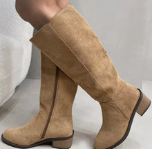 Load image into Gallery viewer, Women's Suede Knee-High Boots | Side Zipper Mid-Heel | Knee High Boots for Women
